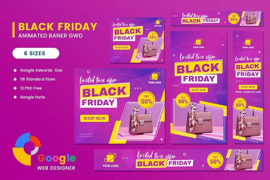 BLACK FRIDAY SALE PRODUCT HTML5 BANNER ADS GWD